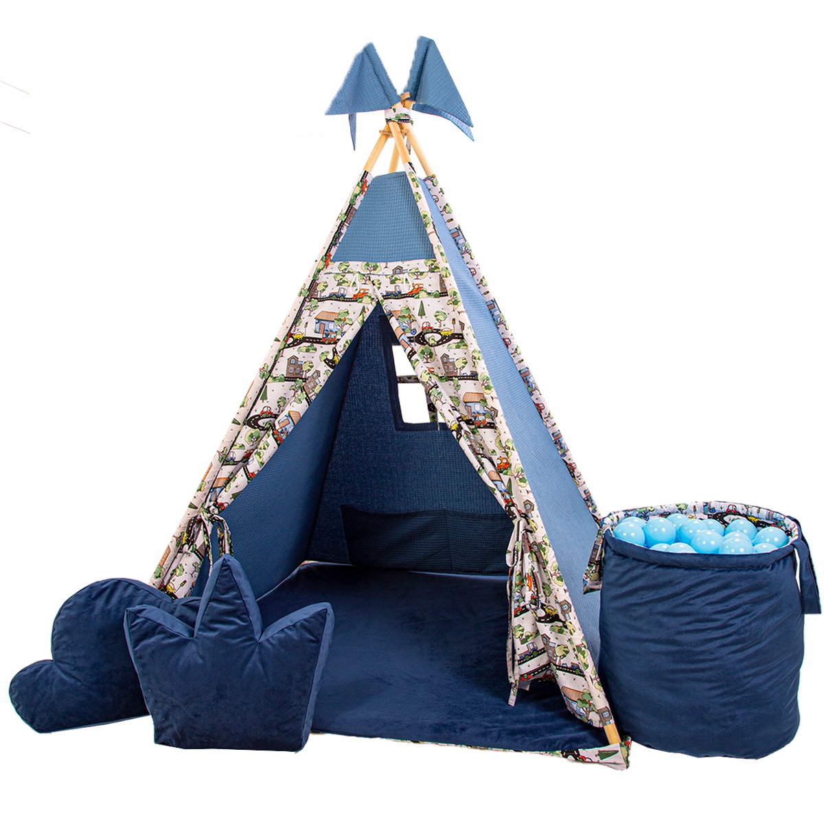 Dětský teepee stan - modrý