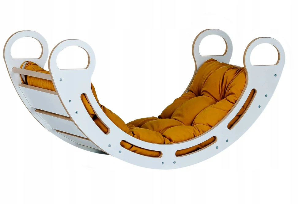 Dřevěná houpačka Babylike s polštářem - bílá 5
