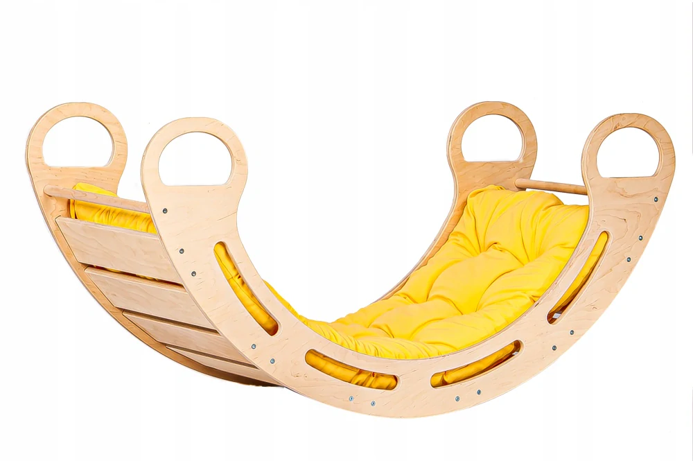 Dřevěná houpačka Babylike s polštářem - přírodní 2