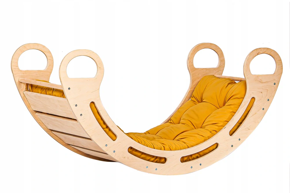 Dřevěná houpačka Babylike s polštářem - přírodní 4