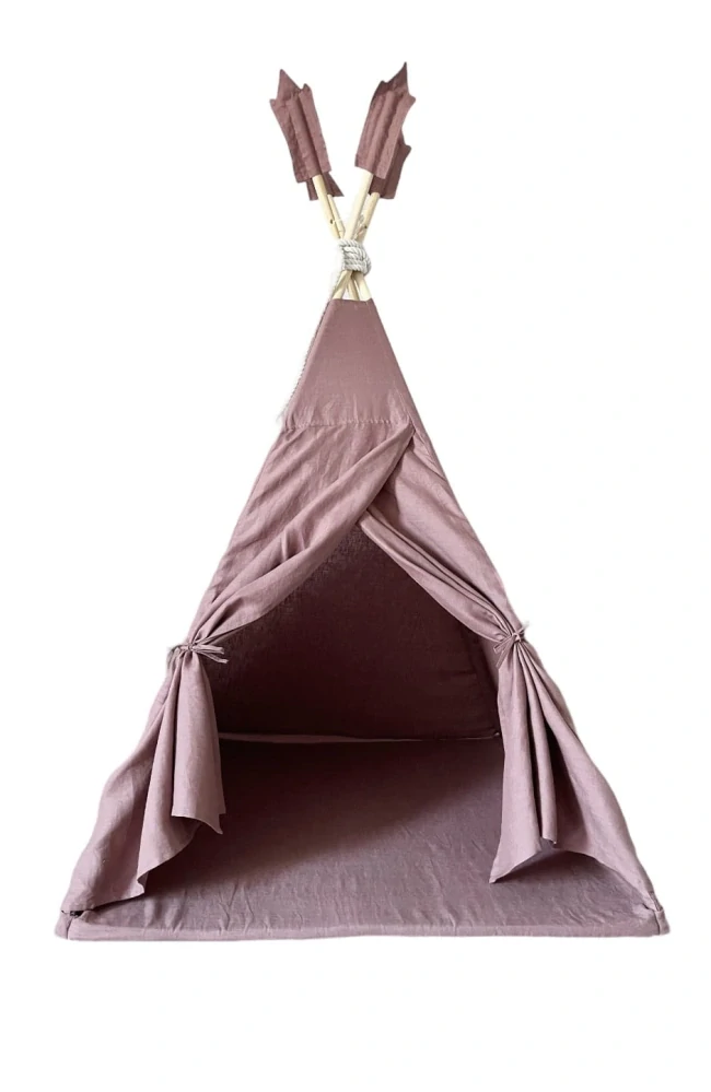 Stan teepee pro děti s pírký - růžová