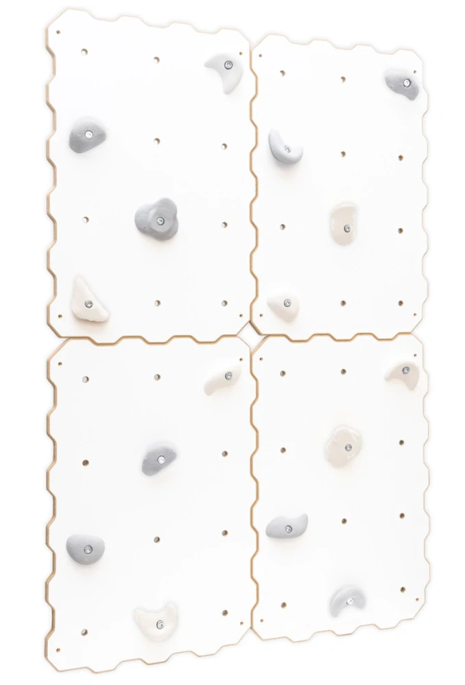 Modulová lezecká stěna pro děti - puzzle, bílá, šedo-bílé úchyty