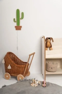 Dřevěná noční lampička KAKTUS - LED pro děti