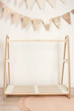Montessori šatní skříň MINI - bílá + 5 dřevěných ramínek