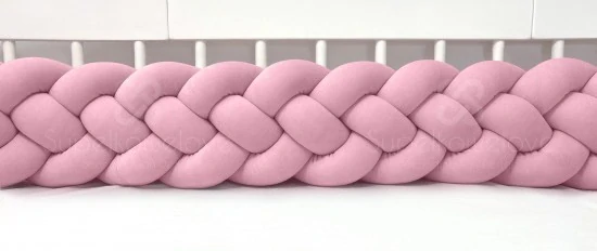 Mantinel pletený cop, 4 prameny - tmavě růžová