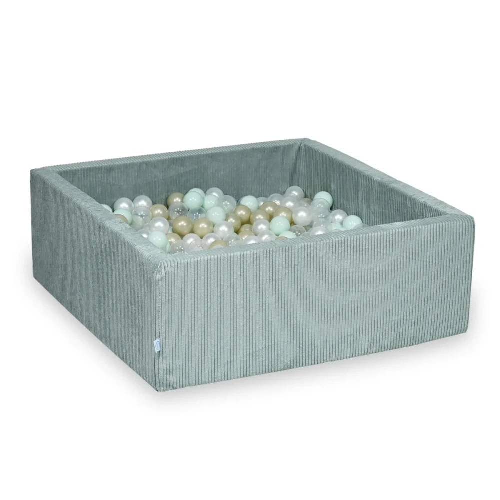 Dětský suchý bazének hranatý, s míčky, manšestr - mint