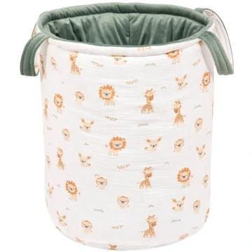 Bavlněný koš na hračky - Baby safari, zelená