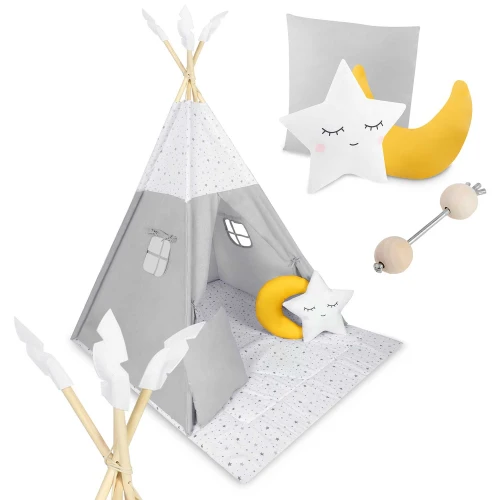 Dětský teepee stan Nukido - světle šedý