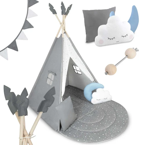 Dětský teepee stan Nukido - šedý