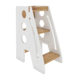 Učící věž Kitchen Helper - pomocník do kuchyně, bílá a přírodní