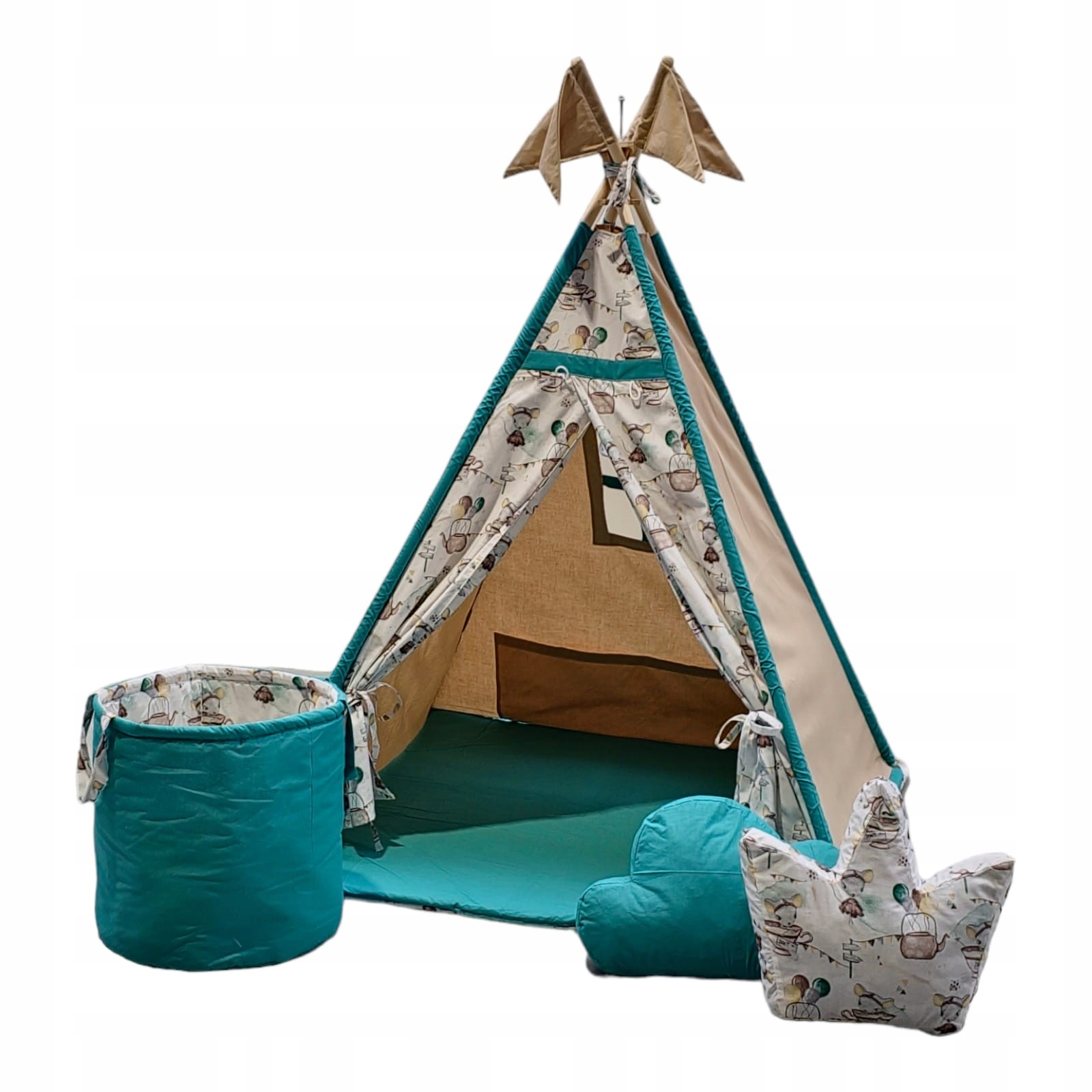 Dětský teepee stan - tyrkysový