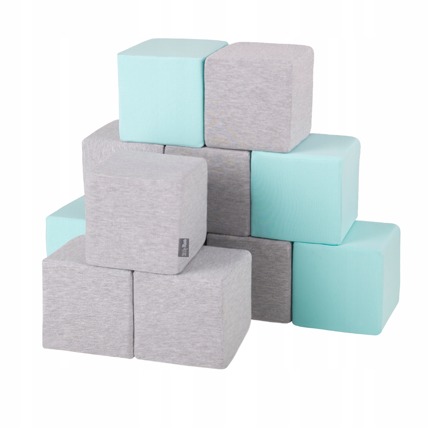Kostky pěnové - stavebnice pro děti - mátovo-šedé
