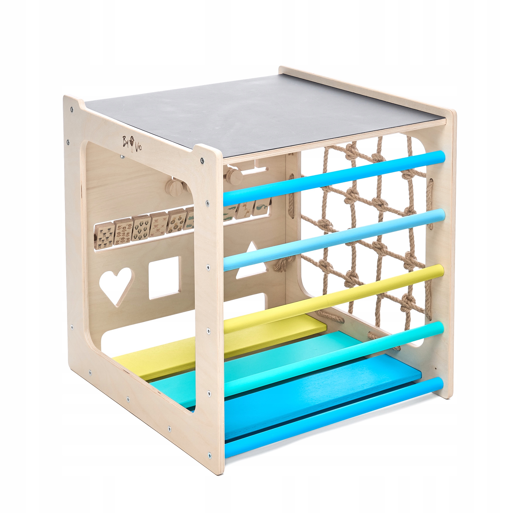 Montessori kostka 10v1 - modrá duha