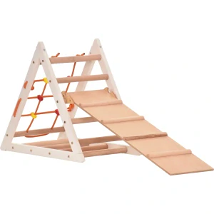 Indoor Triangle Pine - Dřevěný lezecký trojúhelník se skluzavkou - bílý