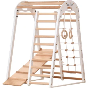 Lezecký trojúhelník dřevěné hřiště pro děti - indoor, bílý