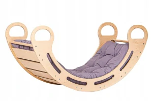 Dřevěná houpačka Babylike s polštářem - přírodní