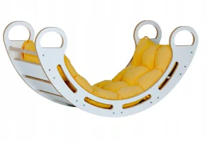 Dřevěná houpačka Babylike s polštářem - bílá 2