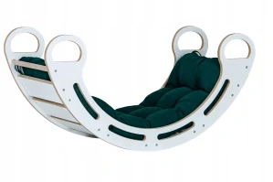 Dřevěná houpačka Babylike s polštářem - bílá 4