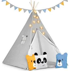 Teepee stan pro děti se světýlky - panda