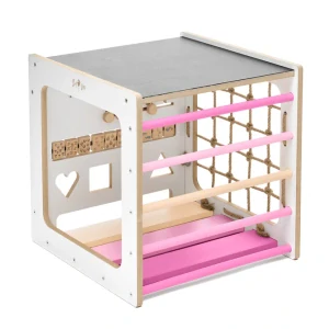 Montessori kostka 10v1 bílá - růžová duha