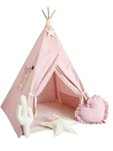 Stan pro děti týpí - růžový s pom poms
