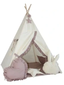 Stan pro děti týpí - béžový s volánky
