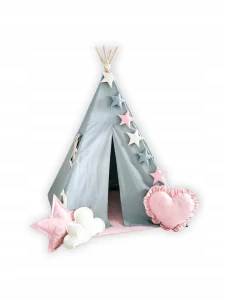 Stan pro děti týpí - modrý s pom poms