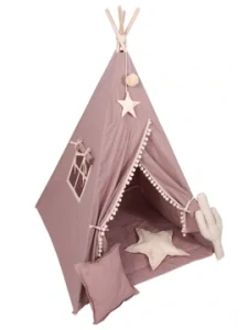 Stan pro děti týpí - růžový s pom pom