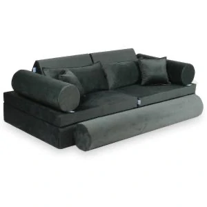 Montessori Play Sofa Luxury Manšestrová - grafitová