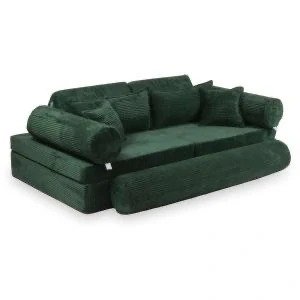 Montessori Play Sofa Luxury Manšestrová - tmavě zelená