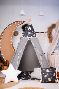 Stan teepee pro děti - šedý cosmos