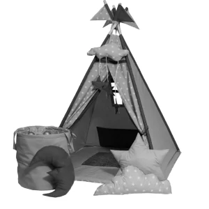 Dětský teepee stan - šedý hvězdičky