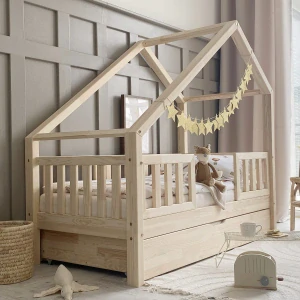 Dětská Postel Domeček Coco PLUS se zábranou - natural