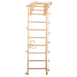 Žebřiny dřevěné s hrazdou, kruhy, žebříkem, ECO 2 - natural