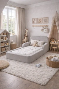 Postel pro děti MONTE, pěnová s matrací - šedá