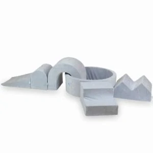 Pěnové domácí hřiště s bazénkem VELVET - světle šedá