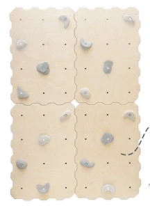 Modulová lezecká stěna pro děti - puzzle, natural, šedo-bílé úchyty