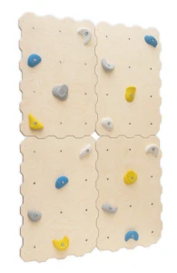 Modulová lezecká stěna pro děti - puzzle, natural, barevné úchyty