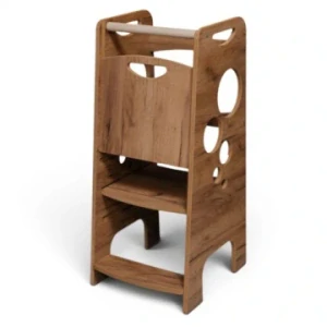 Učící věž Kitchen Helper - kolečka, přírodní dřevo
