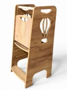 Učící věž Kitchen Helper - balon, přírodní dřevo