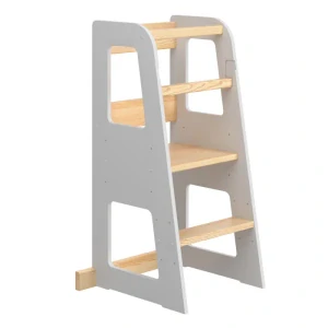 Montessori učící věž / Kitchen Helper - standard, bílá a přírodní