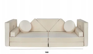 Modulární rozkládací pohovka SOFA pro děti, polštář, pěnová matrace - béžová
