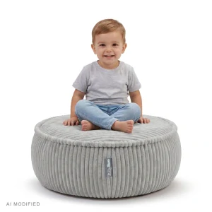 Dětský sedací taburet Donut - manšestr, šedá
