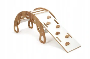 Montessori houpadlo 3v1 se skluzavkou a lezeckou stěnou - dub, bílá