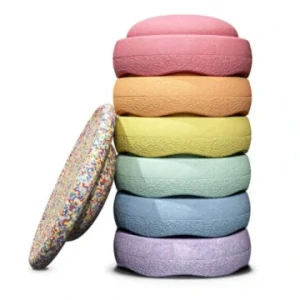 Sada balančních kamenů Stapelstein® + balanční deska Confetti 6+1 - pastelové barvy