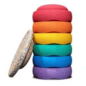 Sada balančních kamenů Stapelstein® + balanční deska Confetti 6+1 - mix barvy