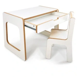 Dětský stůl se zásuvkou a židličkou 68 × 47 cm – bílý