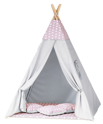 Stan teepee pro děti Standard šedý - růžový