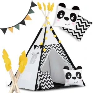 Teepee stan pro děti se světýlky - panda