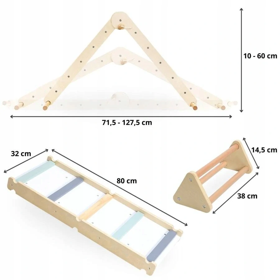 Montessori žebřík, trojúhelník prolézačka pro děti 3v1